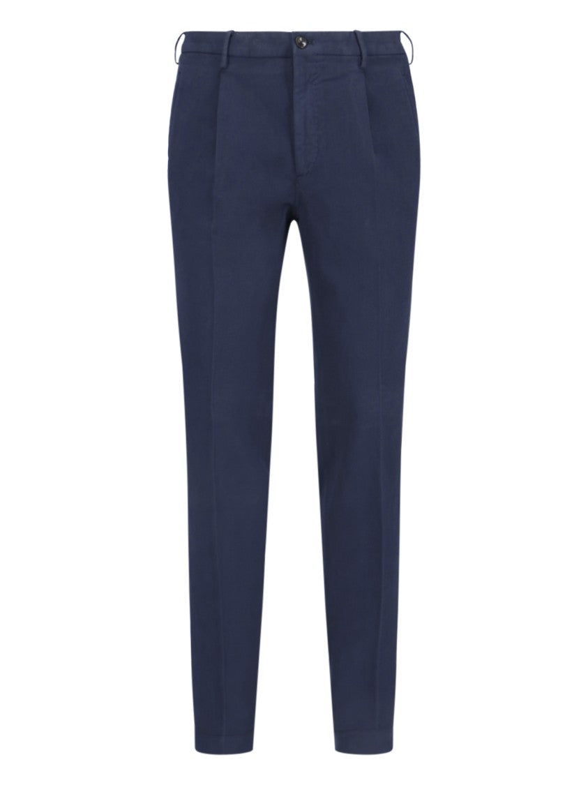 Incotex Straight-Leg Blue Cotton Trousers