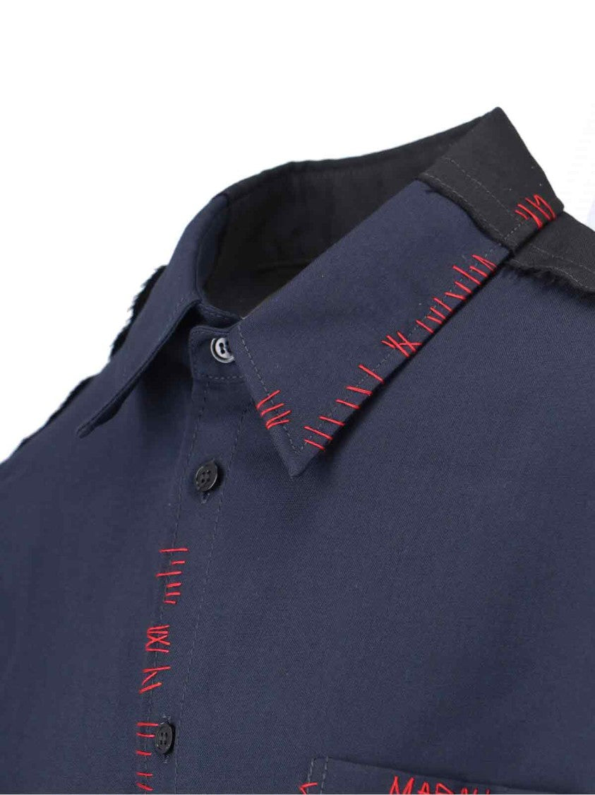 Marni Two-Tone Shirt – Navy/Red/Black