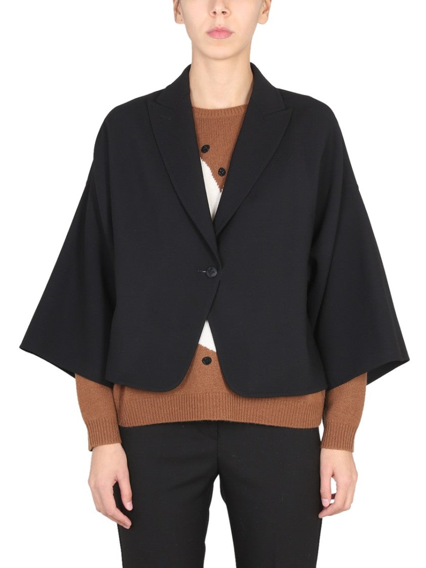 Max Mara Cropped Black Jacket With Peaked Lapels