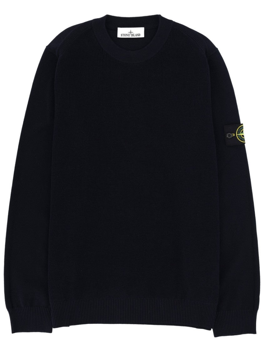 Stone Island Sleeve Patch Crewneck Cotton Sweater