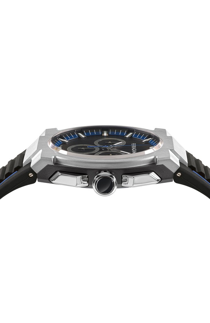 Ferragamo Chronograph Date Quartz Watch With Black Matte Dial