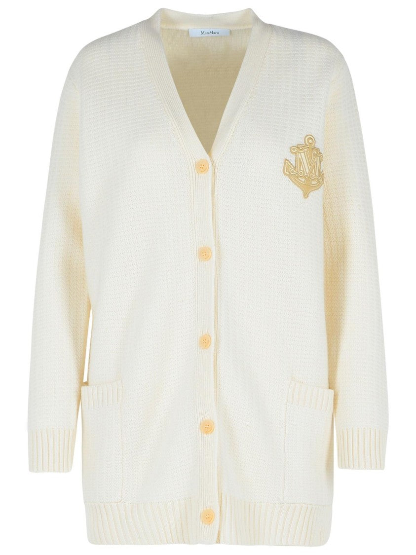 Max Mara 'Ravello' White Wool Blend Cardigan