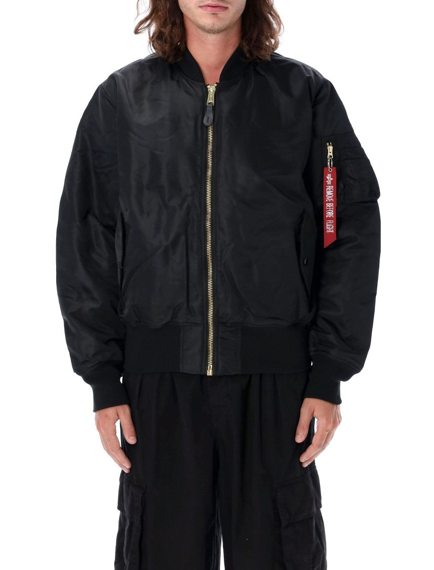 Alpha Industries Reversible Black Ma-1 Bomber Jacket With Iconic Detailing