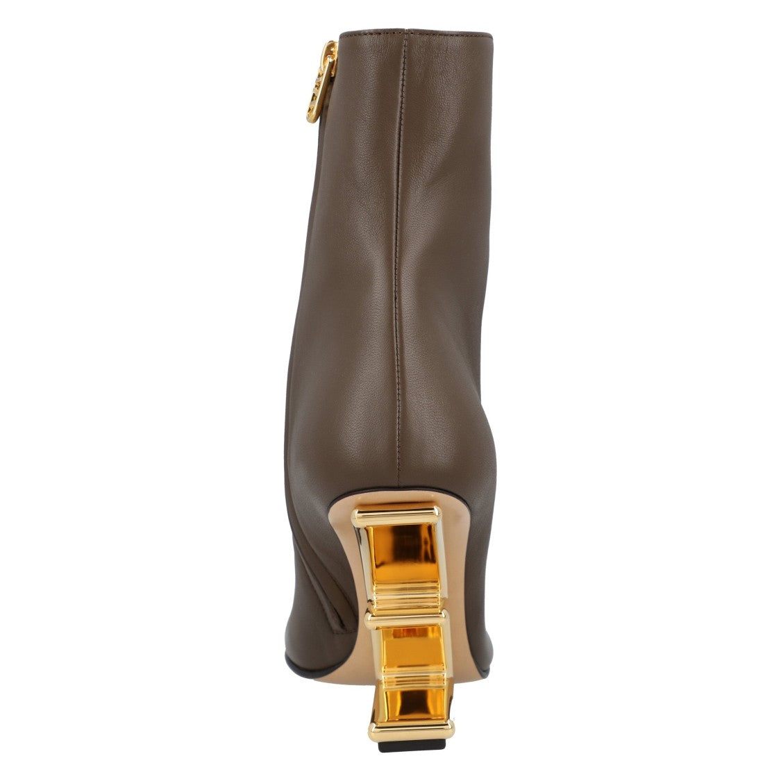 Fendi Heeled Ankle Boots With Gold-Colored Diagonal Heel