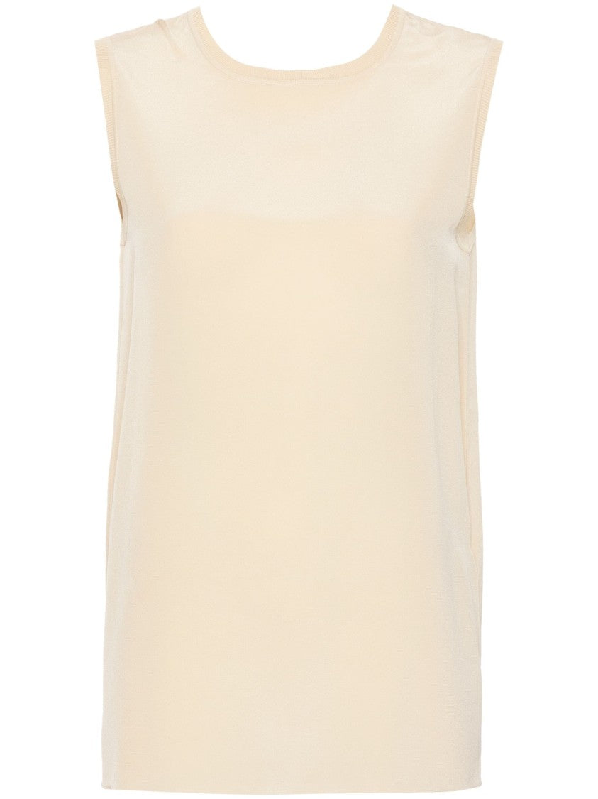 Joseph Beige Silk Tank Top With Round Neckline