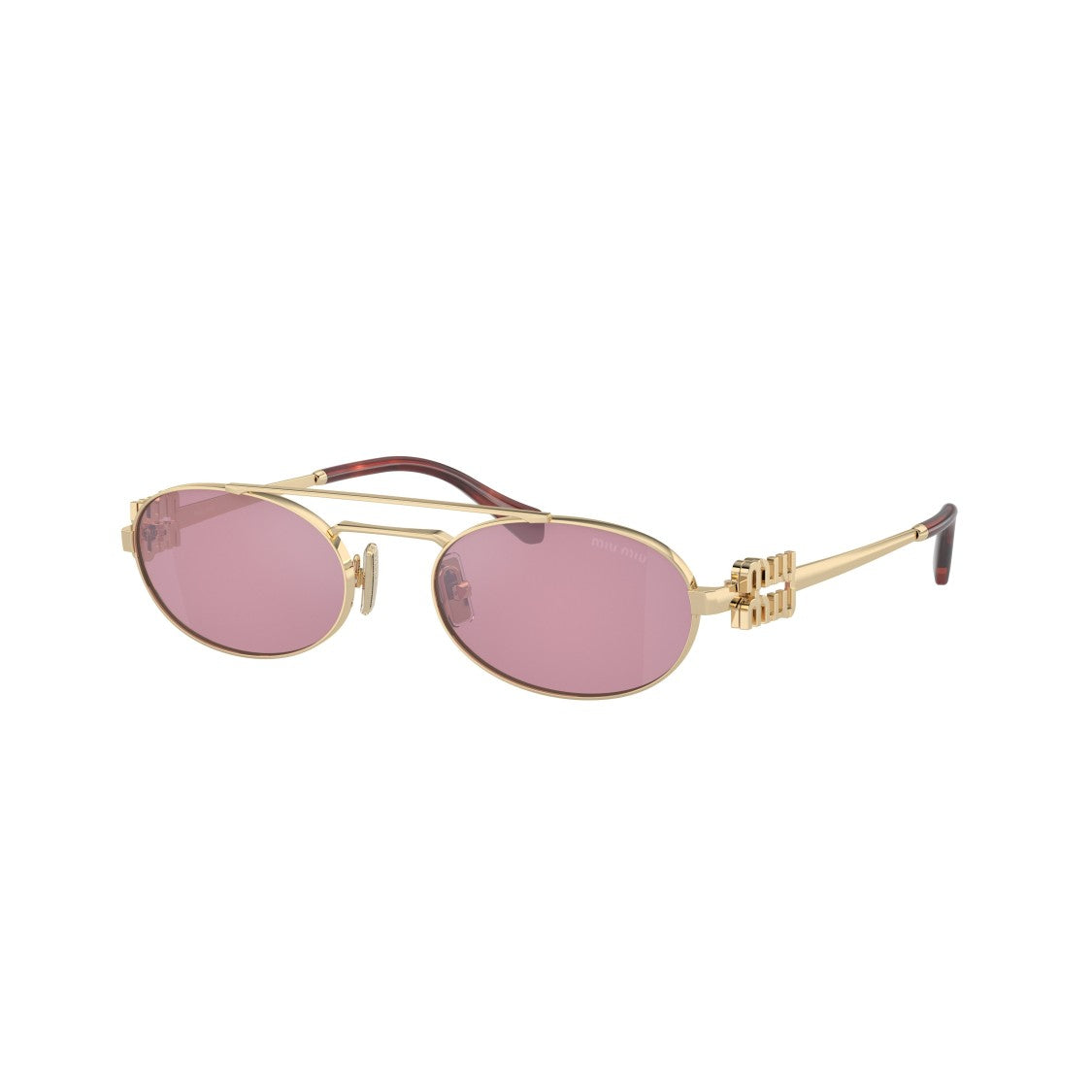 Miu Miu 0Mu 54Zs Gold Metal Oval Sunglasses
