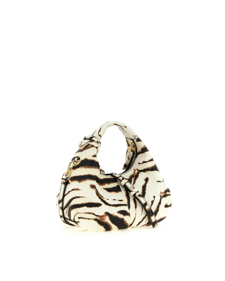 Ganni Zebra-Print Mini Hobo Bag With Gold Accents
