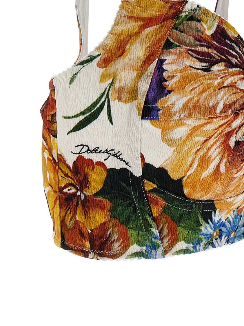 Dolce & Gabbana Floral Bustier Top With Sweetheart Neckline
