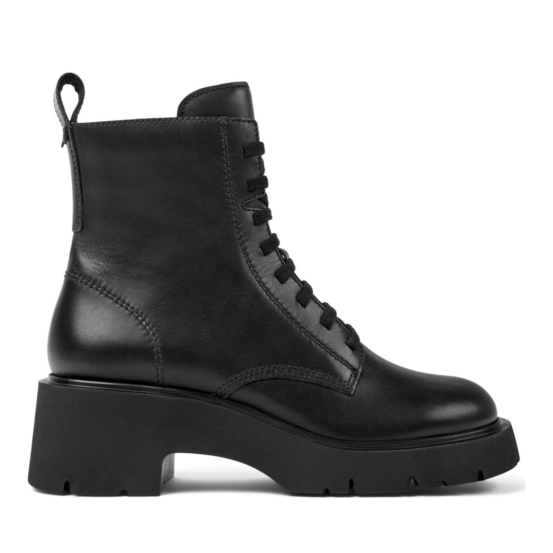 Camper Black Milah Smooth Leather Chunky Sole Side Zip Ankle Boots