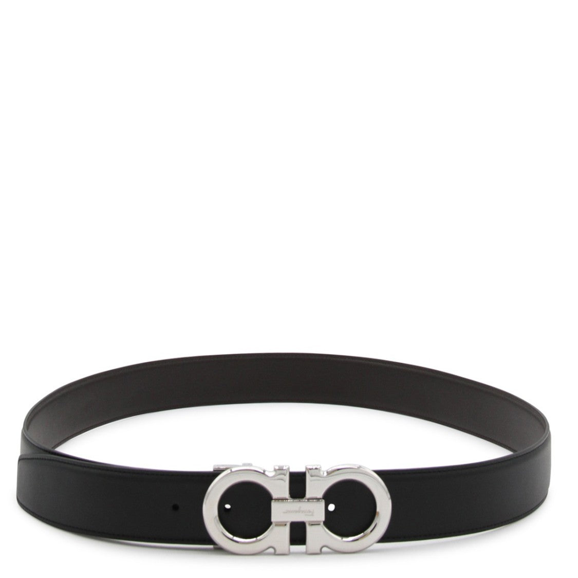 Ferragamo Black Leather Gancini Belt