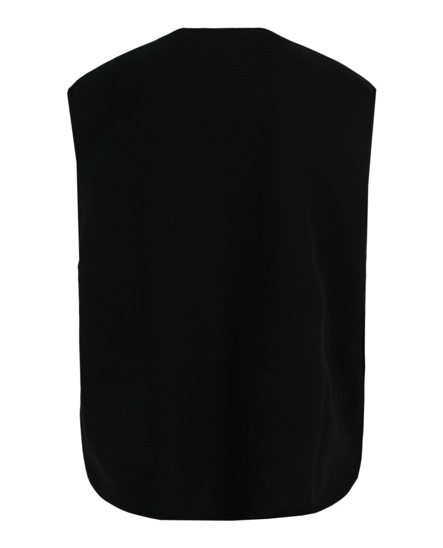 Givenchy Hi-Low Hem Black Sleeveless Jacket With Silver Accents