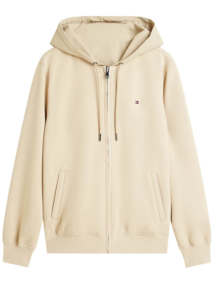 Tommy Hilfiger Beige Reversible Hdd Zip Cotton Hoodie