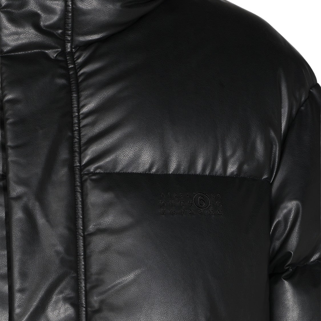 Mm6 By Maison Margiela Glossy Leather-Finish Puffer Jacket With High Collar