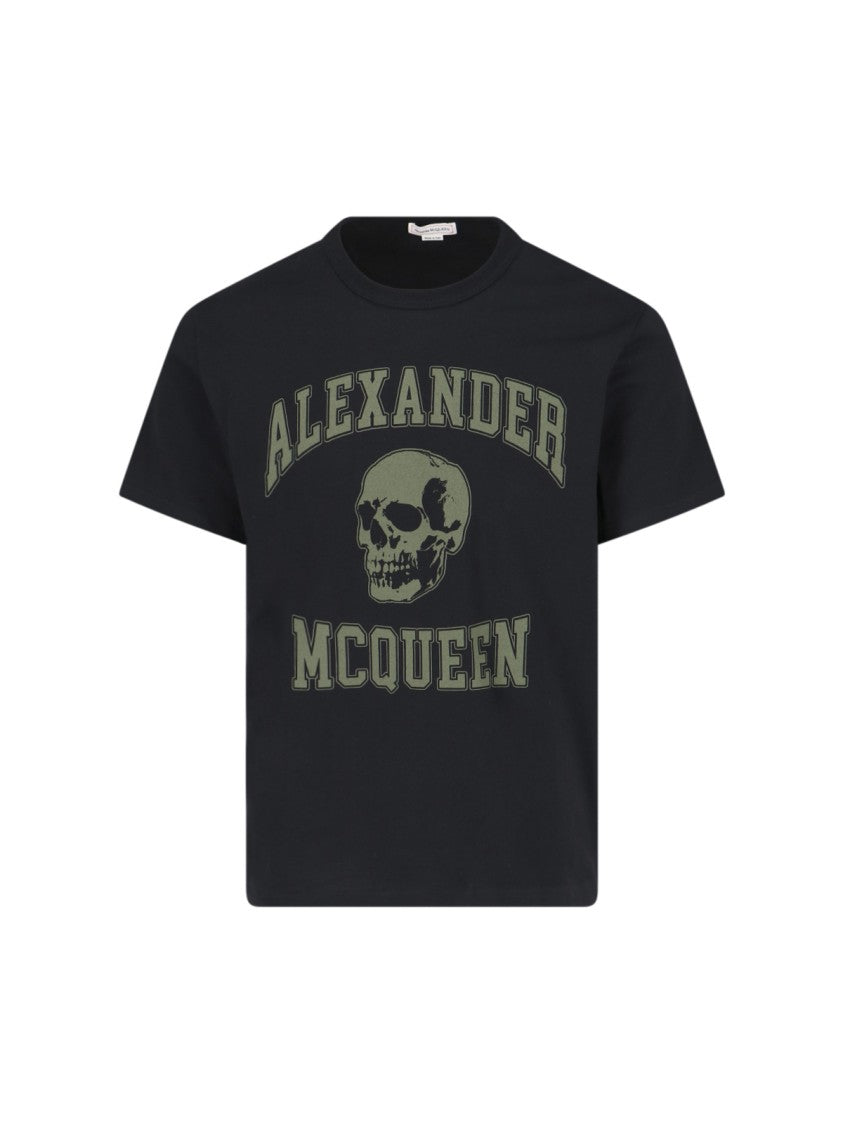 Alexander Mcqueen "Varsity" Black Cotton T-Shirt