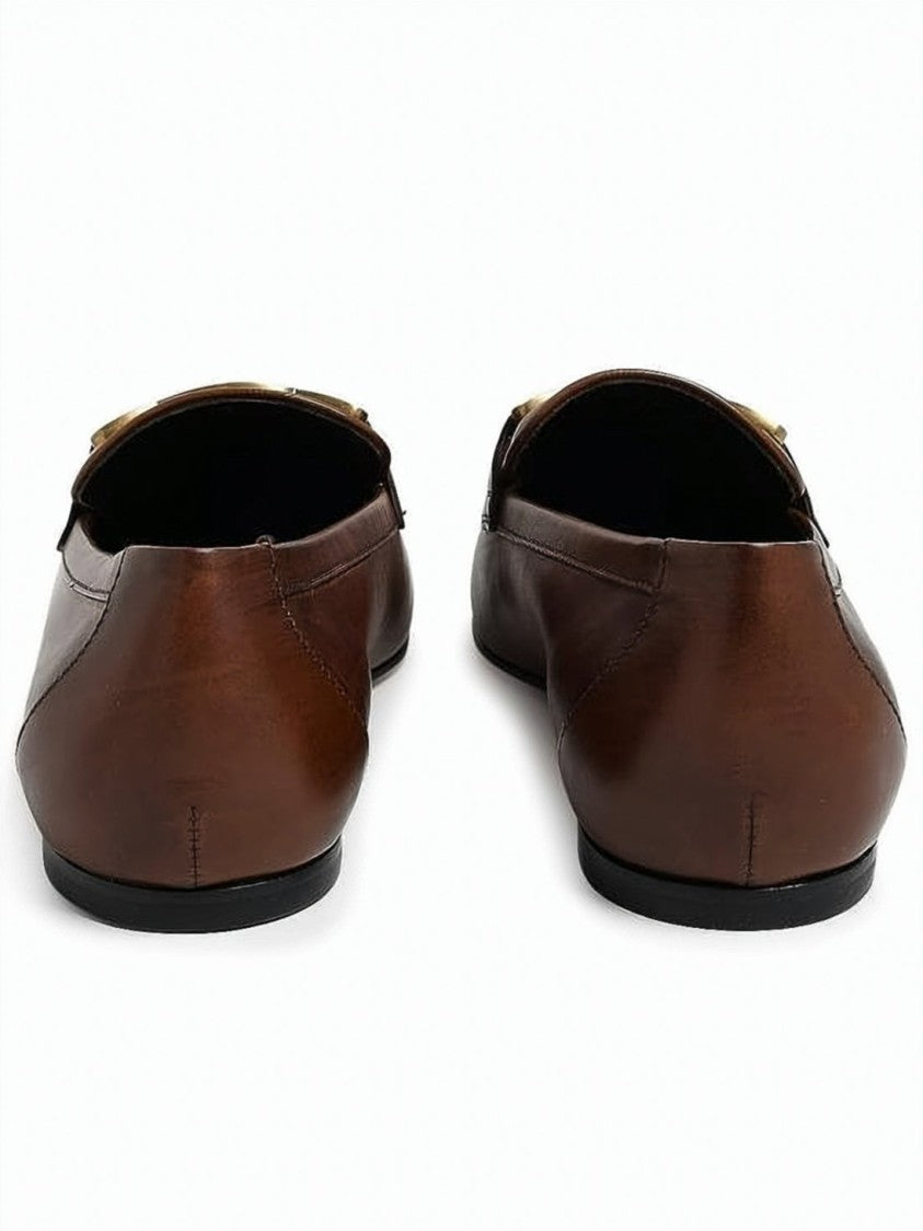 Tod's Leather Loafer With Polished Finish And Decorative Buckle