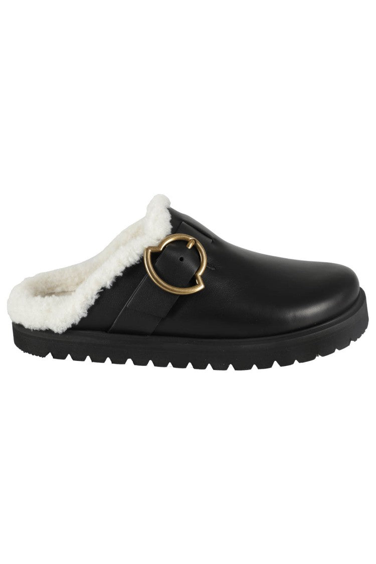 Moncler Bell Mules With Faux Shearling Lining