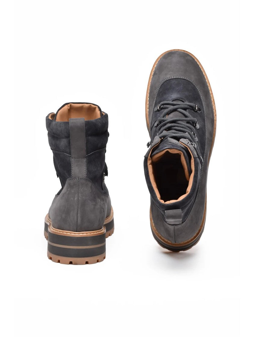 Eleventy Grey Suede High-Top Boots