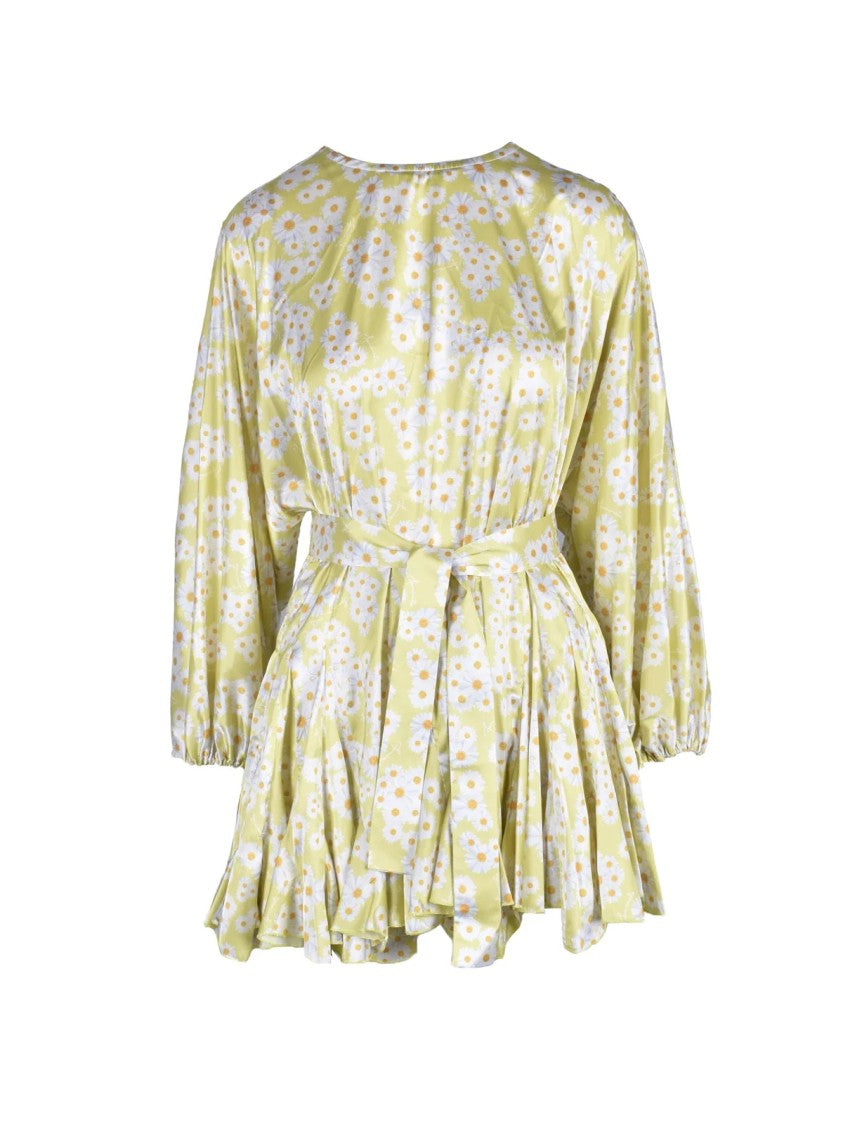 Feminista Floral Mini Dress With Puff Sleeves And Cinched Waist