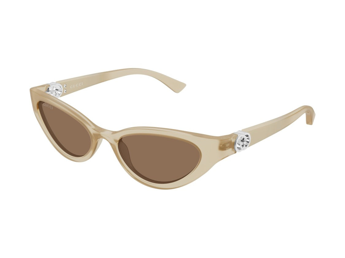 Gucci Gg2194s Translucent Beige Silver Accent Cat-Eye Sunglasses