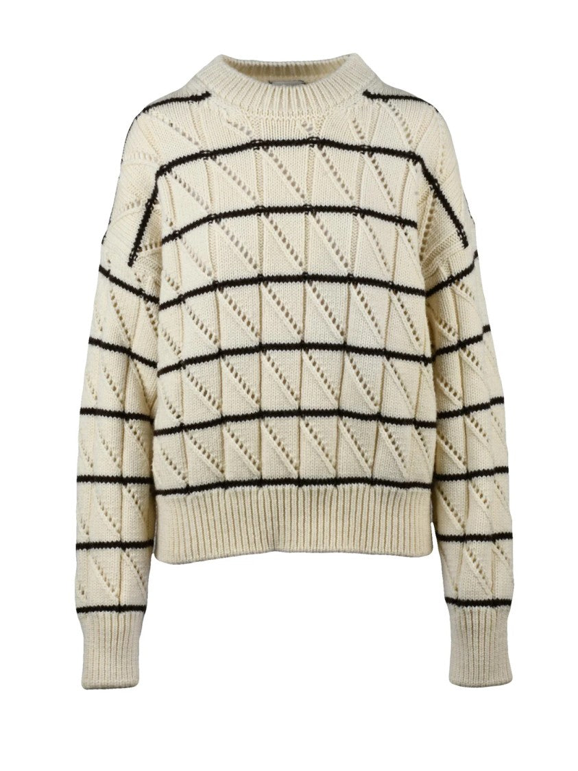 Alysi Alysi Perforated Crewneck Sweater With Textured Geometric Pattern