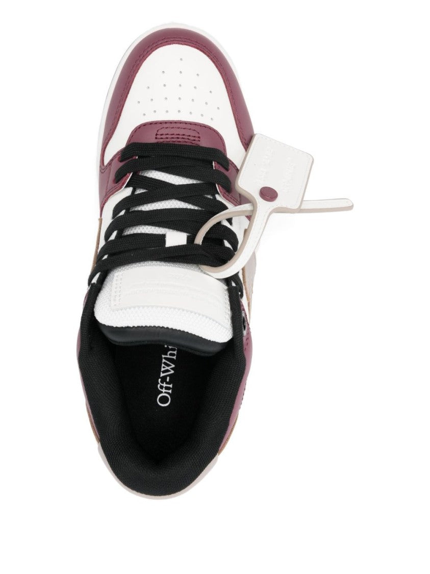Off-White Low-Top Sneakers With Bordeaux