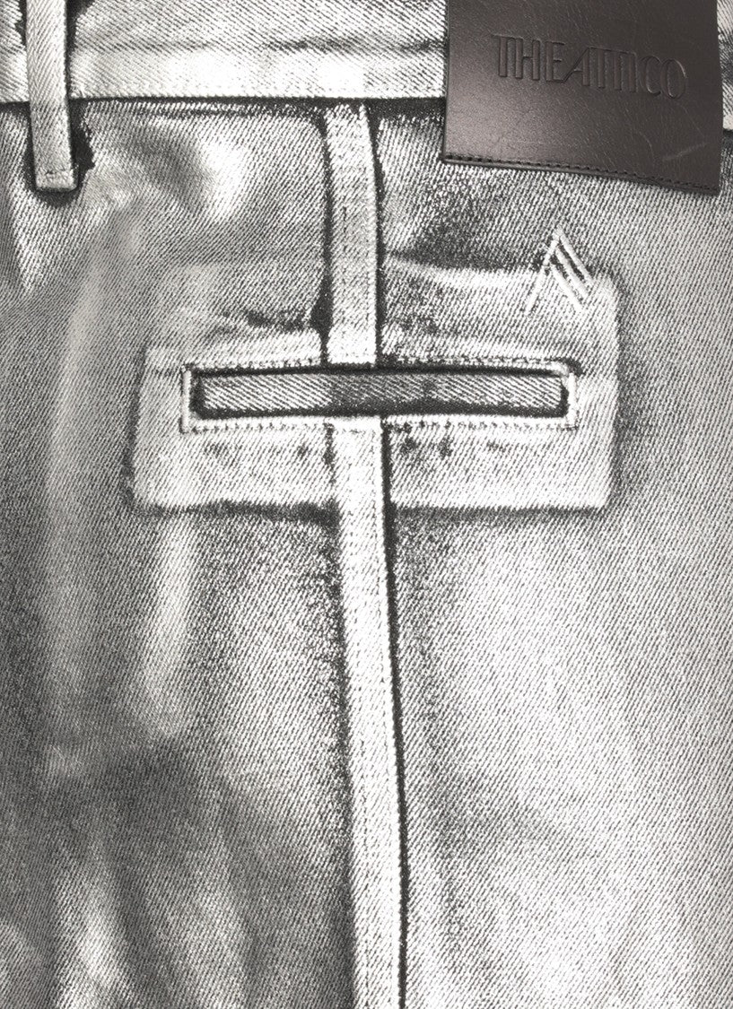 The Attico Shiny Cotton Midi Skirt With Structured Silhouette