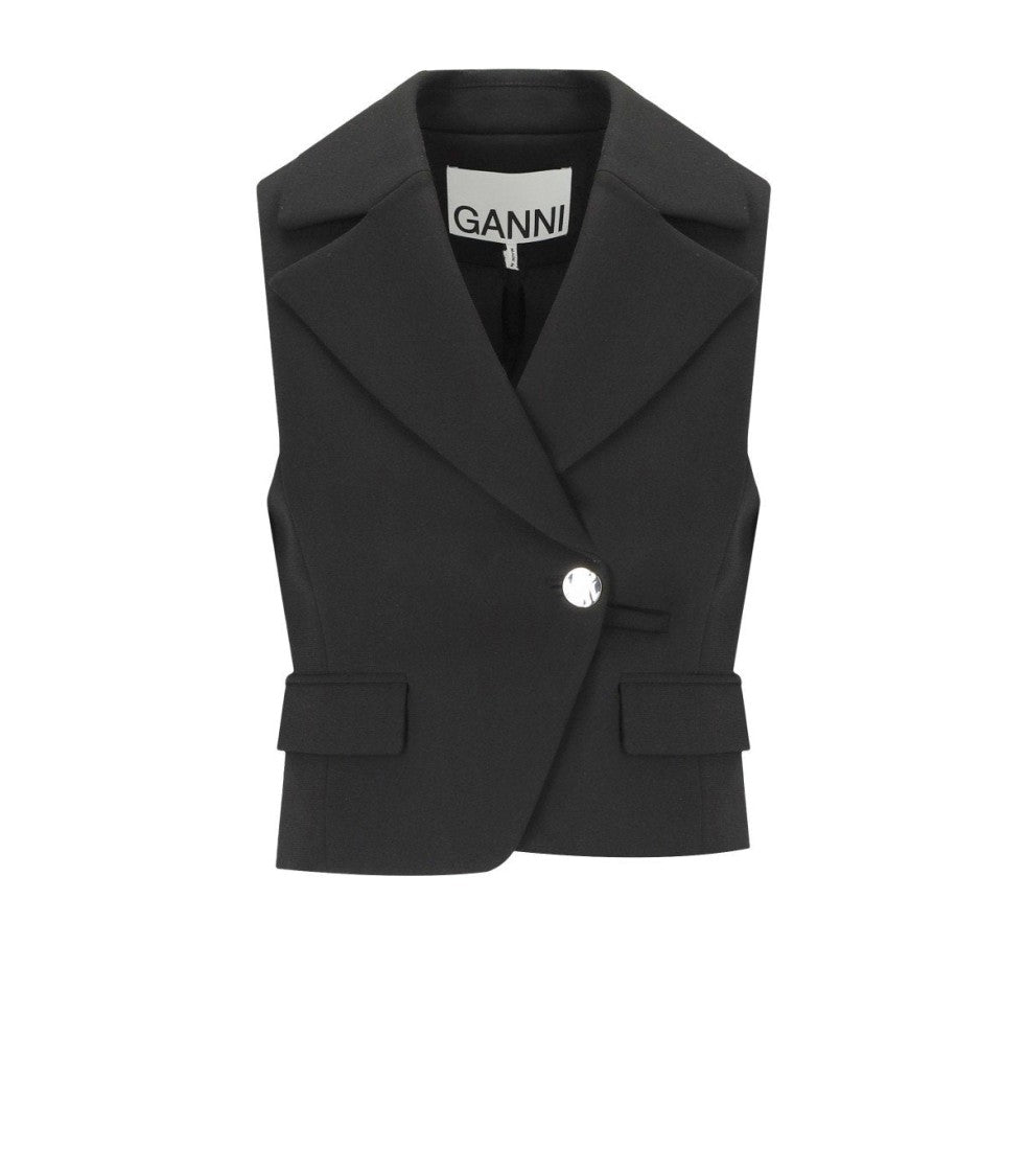 Ganni Crepe Black Vest