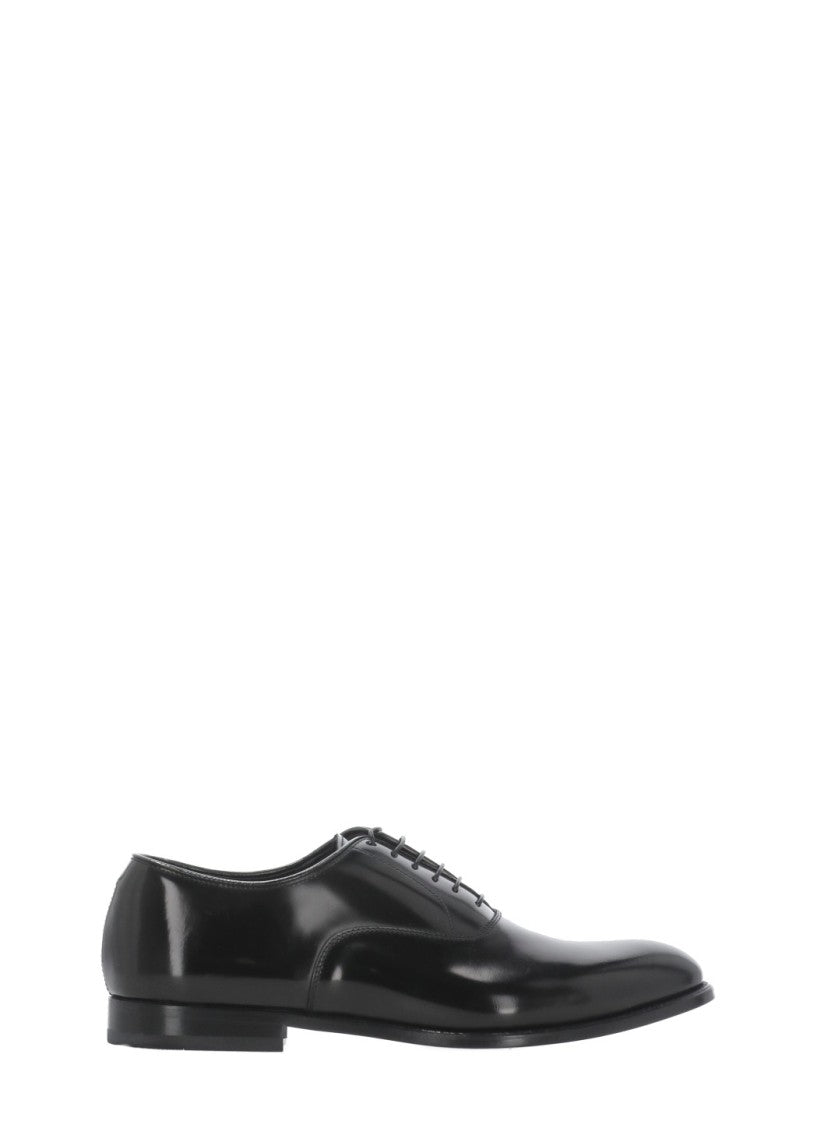 Doucal's Black Smooth Leather Lace-Up Shoes