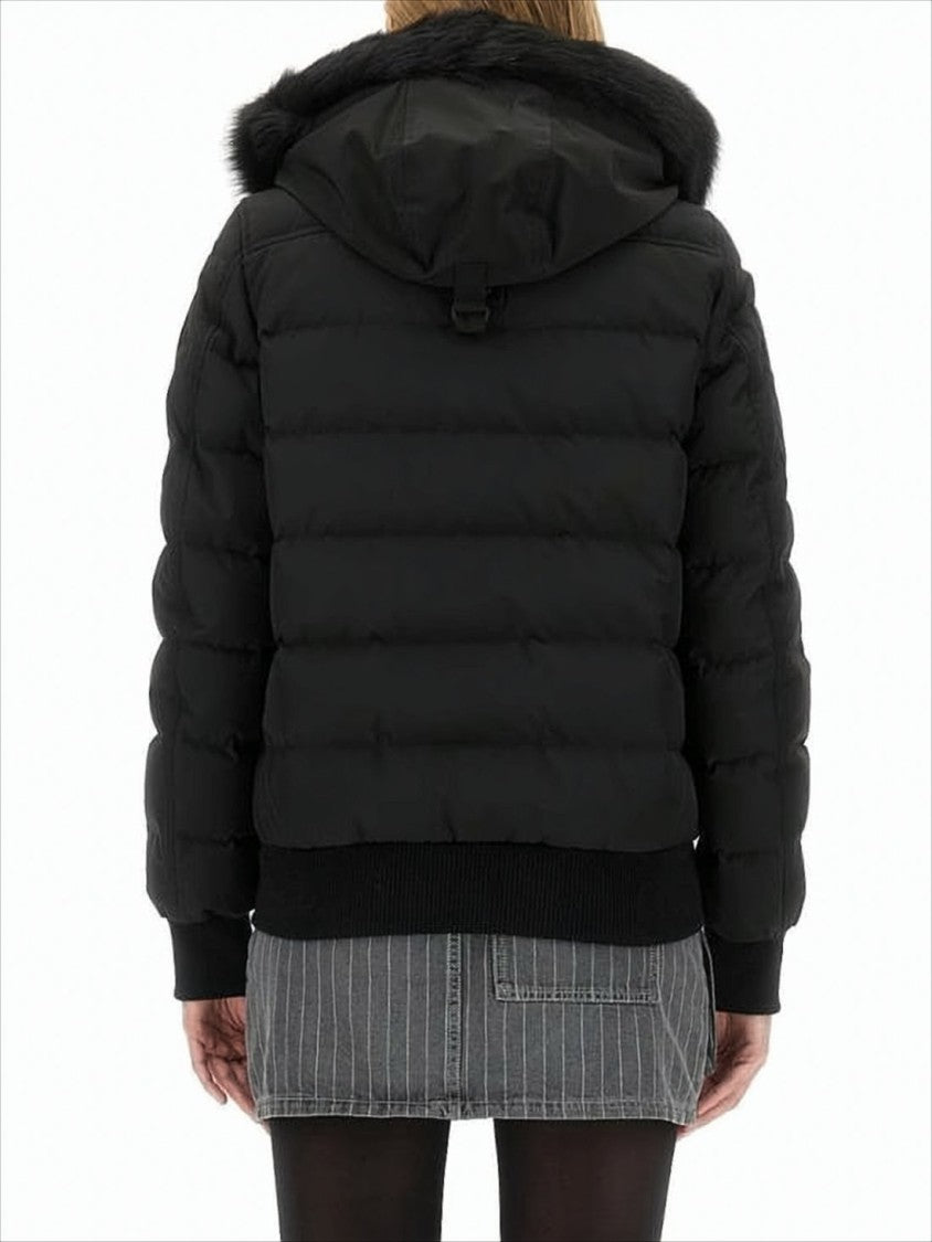 Moose Knuckles Quilted Cropped Padded Jacket With Detachable Fur Hood