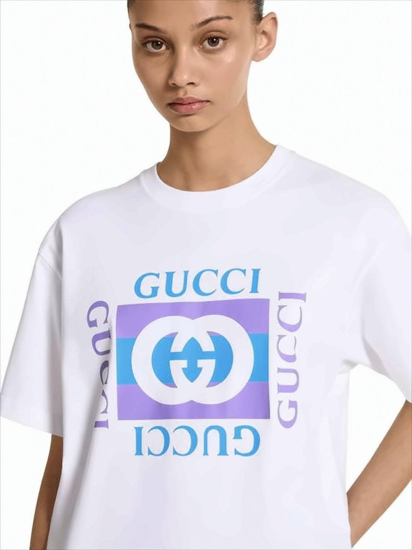 Gucci Graphic Print White T-Shirt With Relaxed Fit