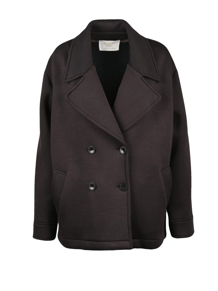 Kaos Brown Neoprene Double-Breasted Blazer