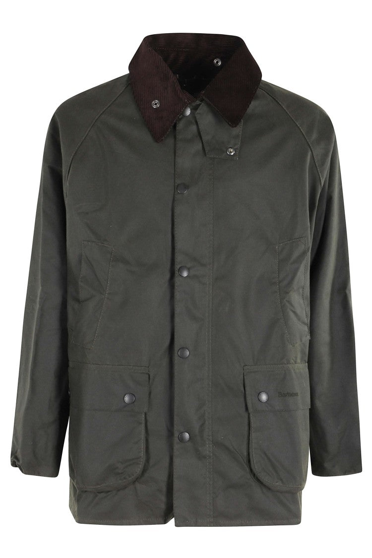 Barbour Olive Beadale Wax Corduroy Collar Flap Pockets Cotton Jacket