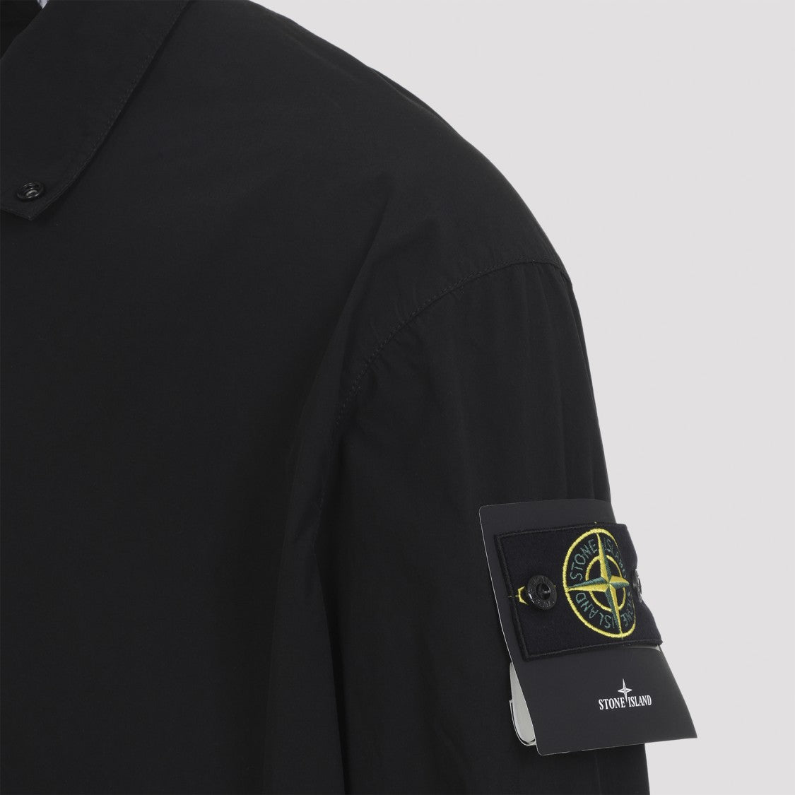 Stone Island Minimalist Black Jacket With Classic Collar