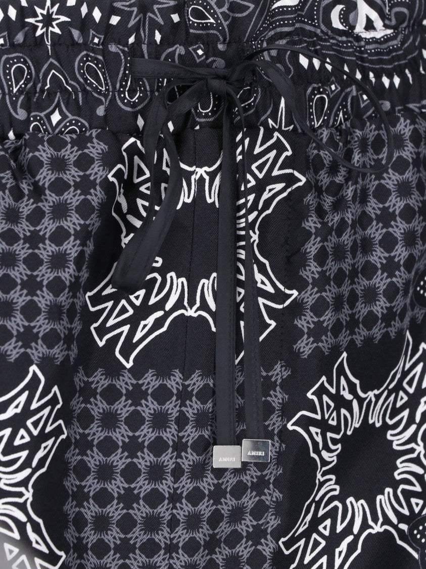 Amiri Black And White Paisley Print Shorts