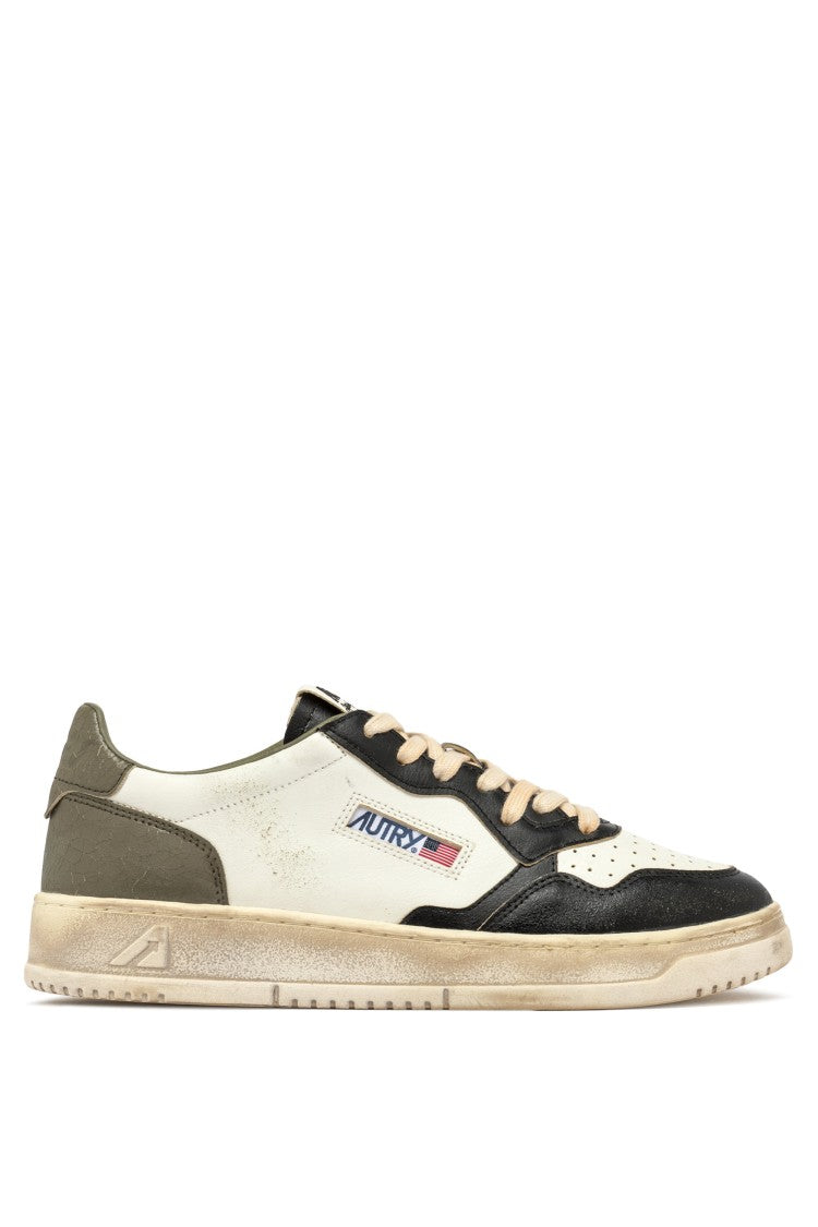 Autry Super Vintage Sneakers With Cracked Leather Back
