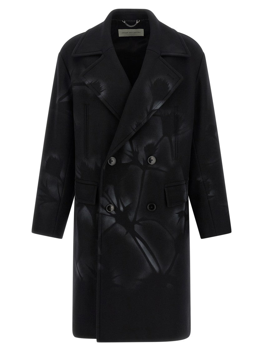 Dries Van Noten Oversized Double-Breasted Coat With Peonia Print