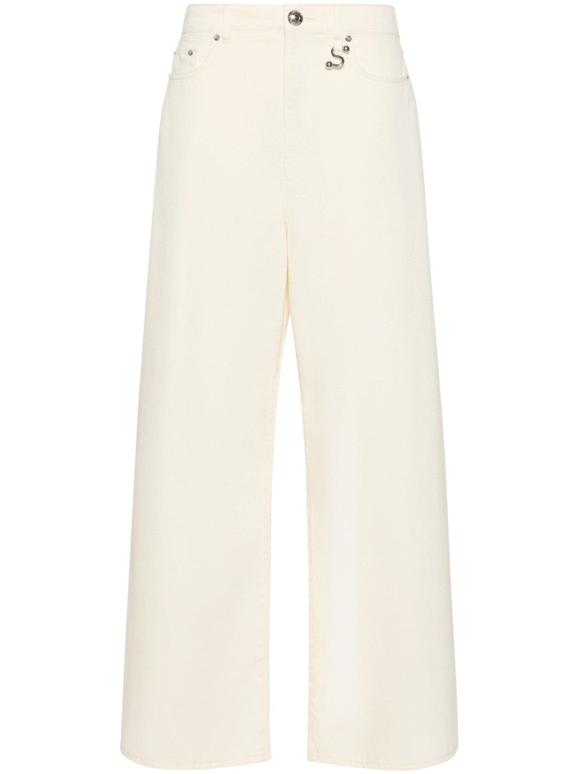 Sportmax Ultra-Wide Leg Cropped Jeans With Decorative Detail