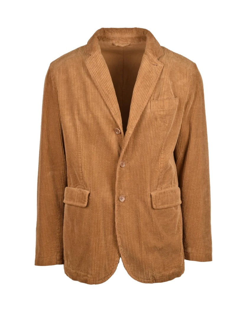 Aspesi Velvet Corduroy Blazer With Notch Lapels And Flap Pockets