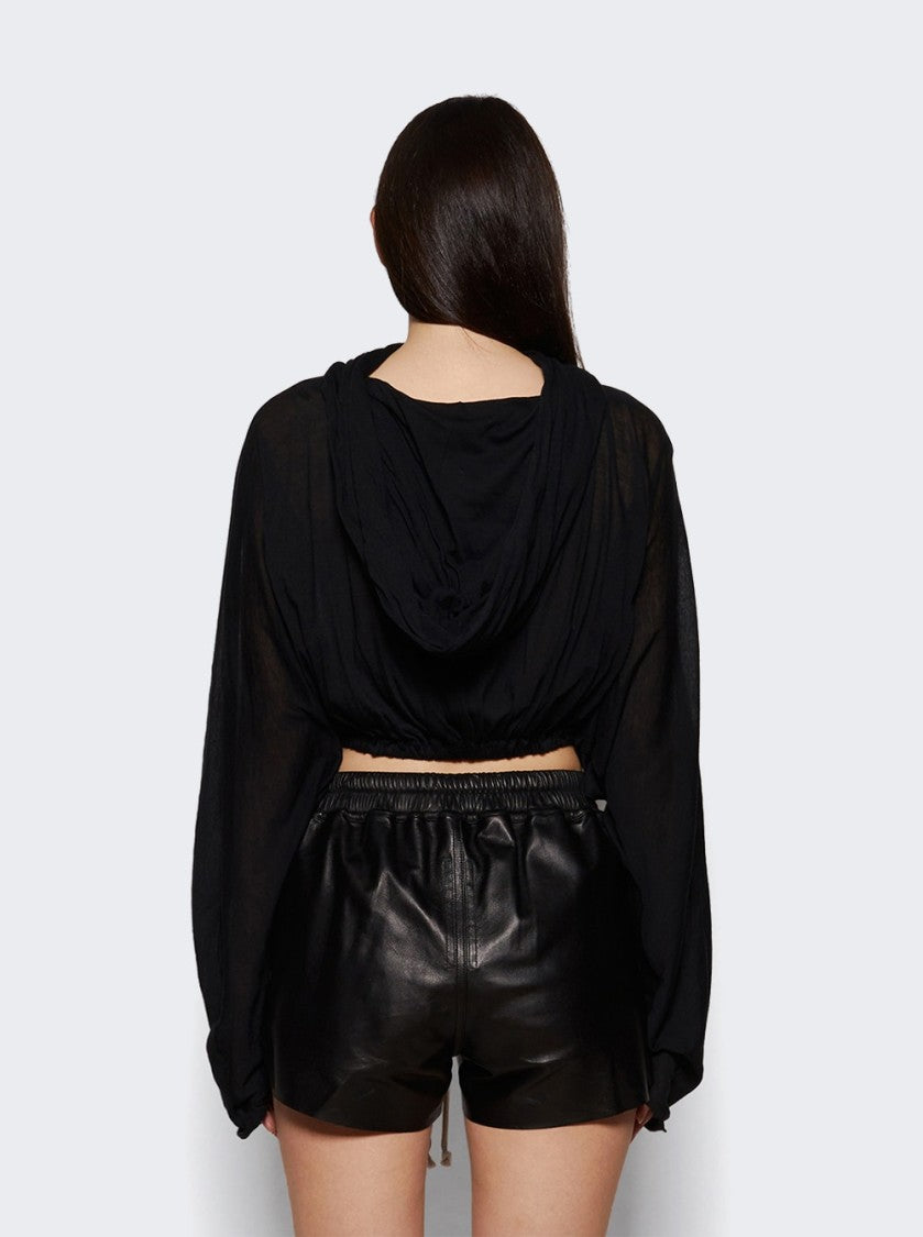 Rick Owens Cropped Hooded Tunic Tee Black