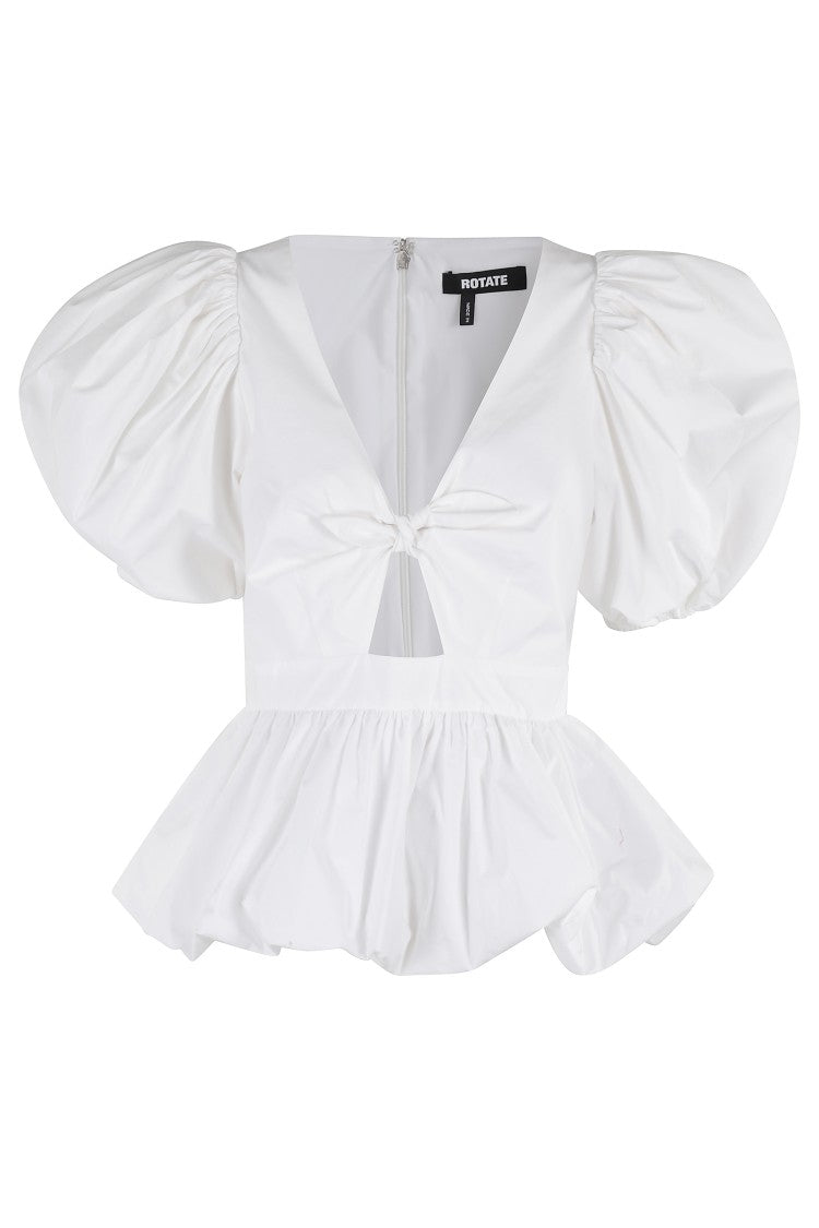 Rotate Bubble Top With Puff Sleeves And V-Neck Detail