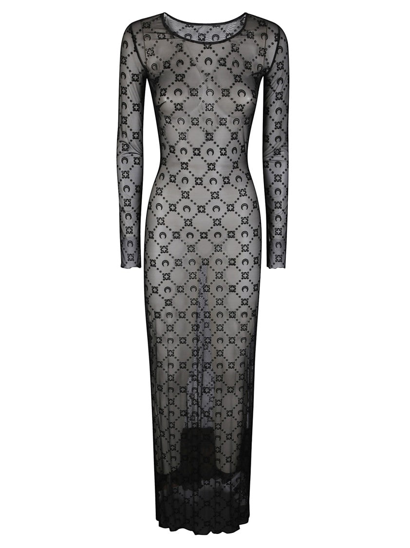 Marine Serre Moonogram Mesh Flock Dress