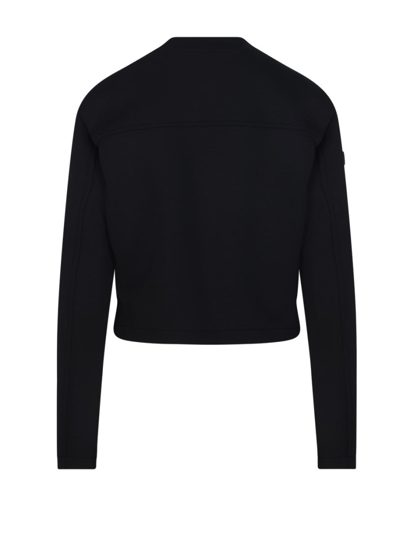 Moncler Genius X Edward Enninful Cropped Black Sweatshirt With High Crew Neckline