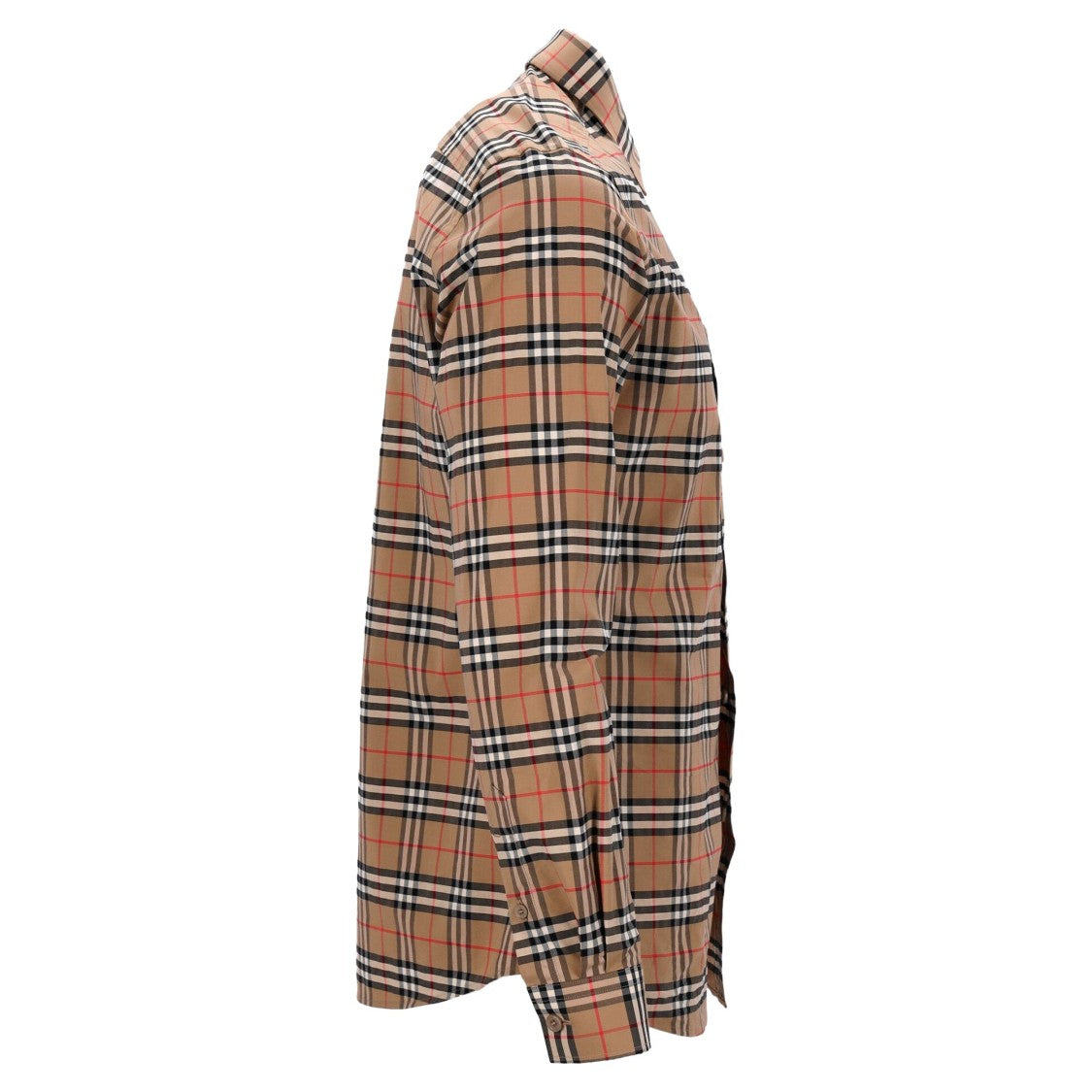 Burberry Long-Sleeved Checked Shirt With Classic Collar And Curved Hem