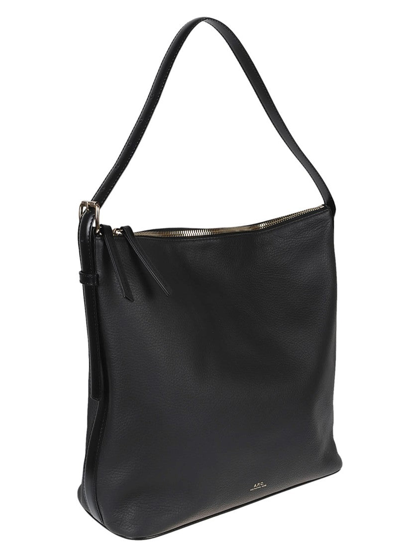 A.P.C. Black Leather Mixed Texture Shoulder Bag