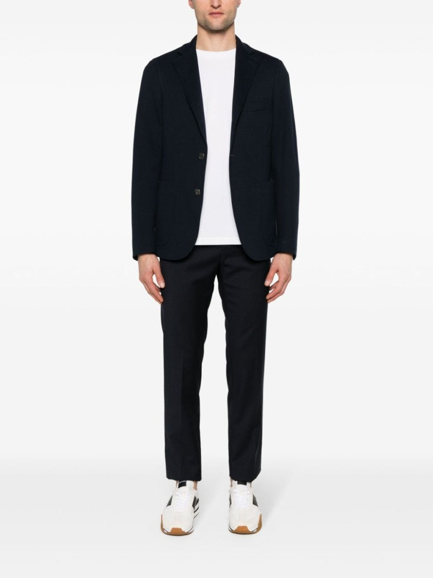 Peserico Blue Single-Breasted Cotton Blazer