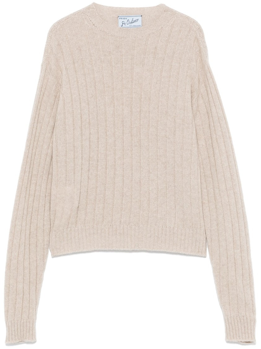 Prada Regenerated Cashmere Cropped Ribbed Sweater