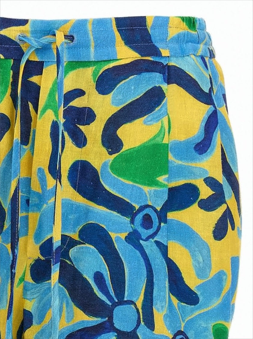 Marni Vibrant Yellow Abstract Floral Shorts