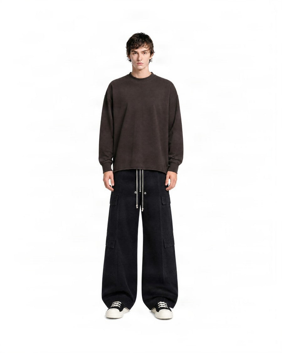 Drkshdw By Rick Owens Creatch Jumbo Belas Black Cotton Wide-Leg Cargo Pants