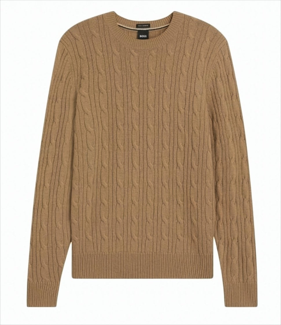 Boss Braided Cable Knit Crew Neck Sweater