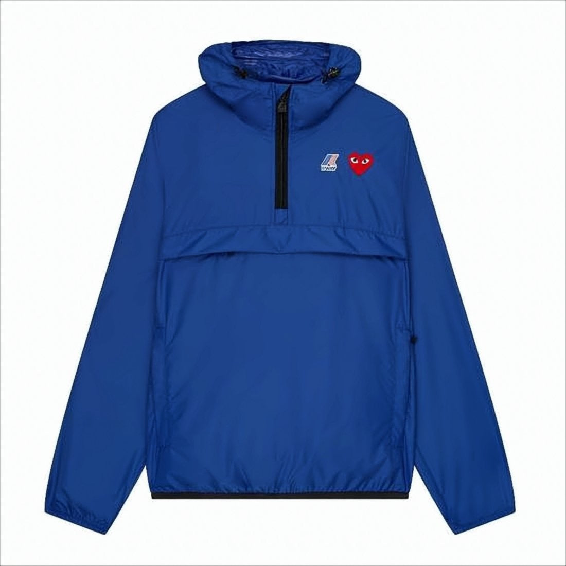 Comme Des Garçons Lightweight Blue Nylon Jacket With Iconic Heart Emblem